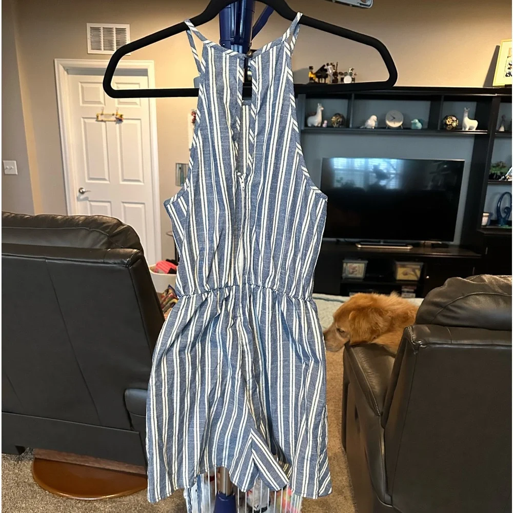 Speechless spaghetti straps, blue/white striped Romper. Size XS - Picture 2 of 5